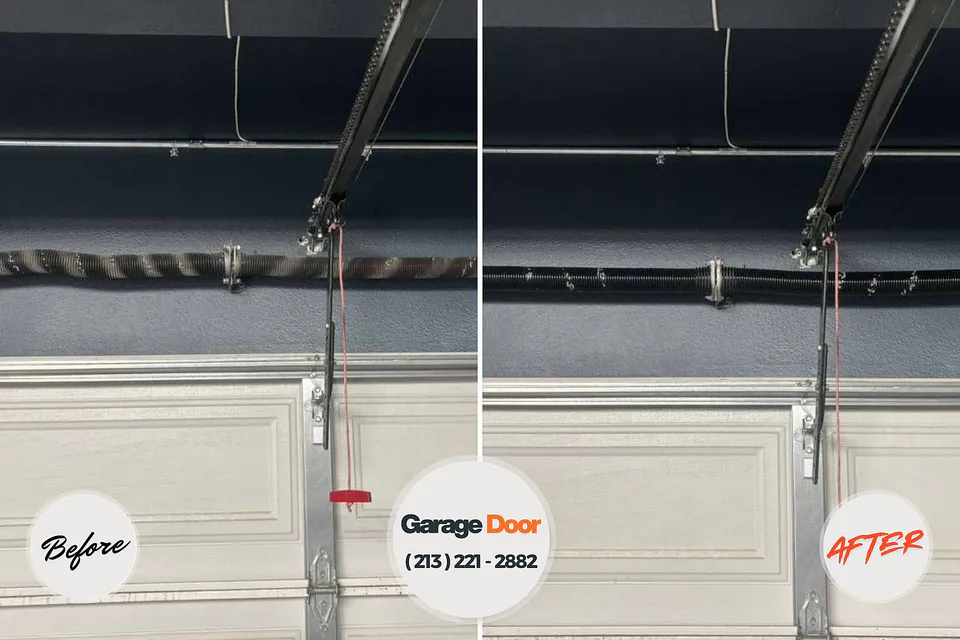 Before and after: garage door repair Fisher Island, FL